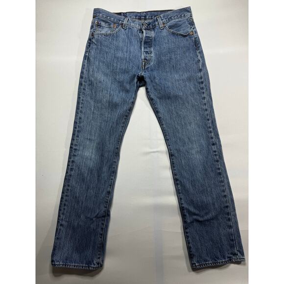 Levi's 501 Men's Straight Leg Button Fly Blue Denim Jeans - Size 32x30 - Picture 1 of 6